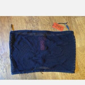 Tripp NYC Y2K Black fishnet crop top. Size s